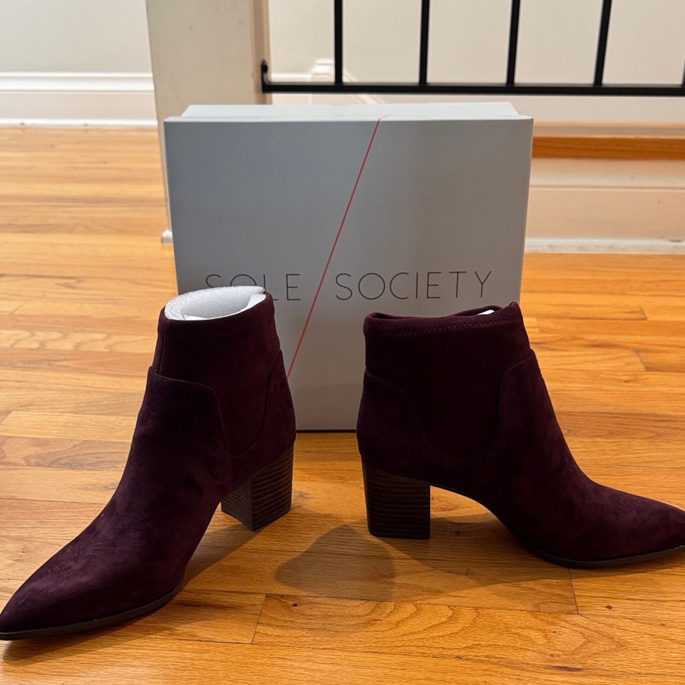 Sole Society Women's Wine Suede Ankle Booties